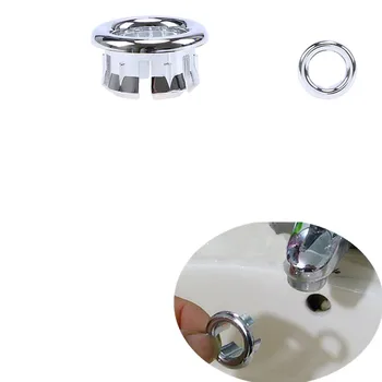 

10pcs Basin Sink Round Overflow Ring Bathroom Kitchen Chrome Hole Cover Insert Replacement Plastic Silver Drain Cap Accessories