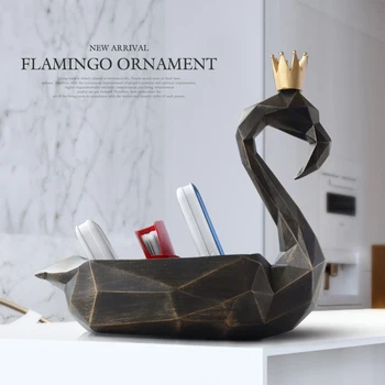

resin home decor sculpture Flamingo figurine statue make up organizer Mobile phone tools control storage box organizer