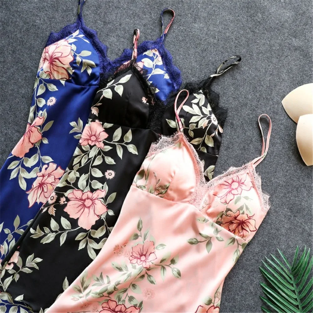 5 шт. Женская атласная пижама с цветочным принтом Комплекты пижам 