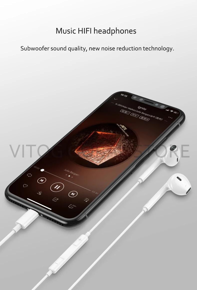 Original Apple Wired Lighting Earphone with microphone In Ear Stereo Sport Headphone for ios iPhone12 11 8 7 Plus X XS MAX XR
