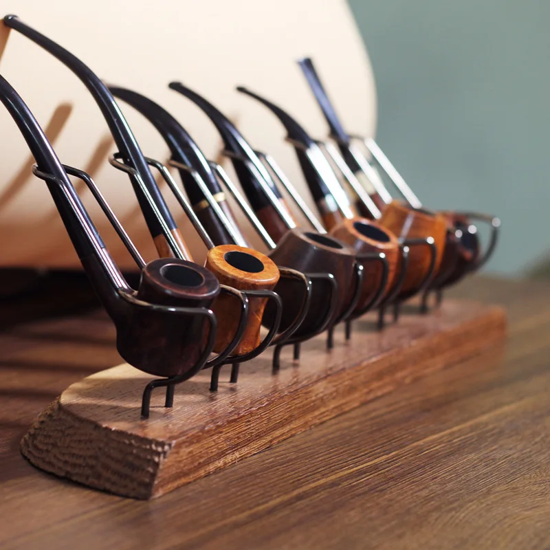 Wenge 목재 파이프 스탠드, 담배 파이프 액세서리, 6 파이프 랙, 안전하고 실용적인 담배 파이프 홀더, 1 개, 신제품