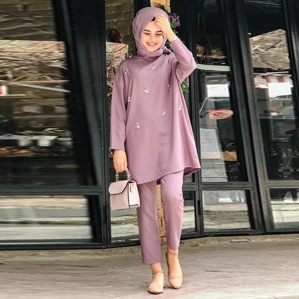 Dubai Abaya Turquía europea ropa Islam Abayas para damas Moda musulmana conjunto de Moda Musulman conjuntos muslimischen conjuntos