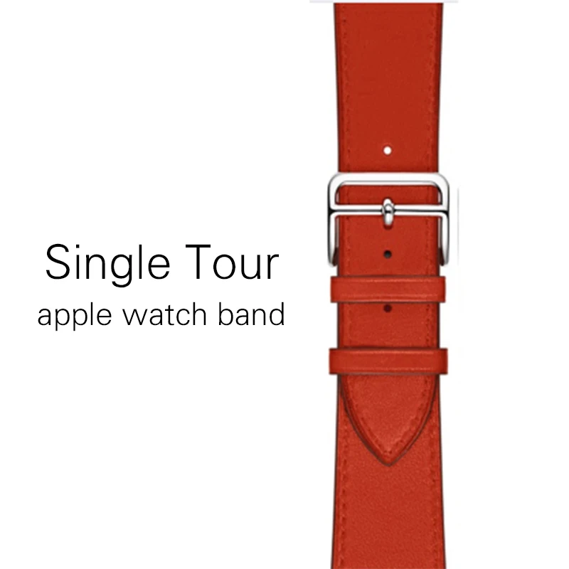 Kebitt, натуральная кожа, для мужчин и женщин, ремешок для apple watch, серия 5, 4, 3, 2, 1, iwatch, ремешок, 38, 40 мм, 42, 44 мм, ремень, одиночный тур, полосы - Цвет ремешка: Red