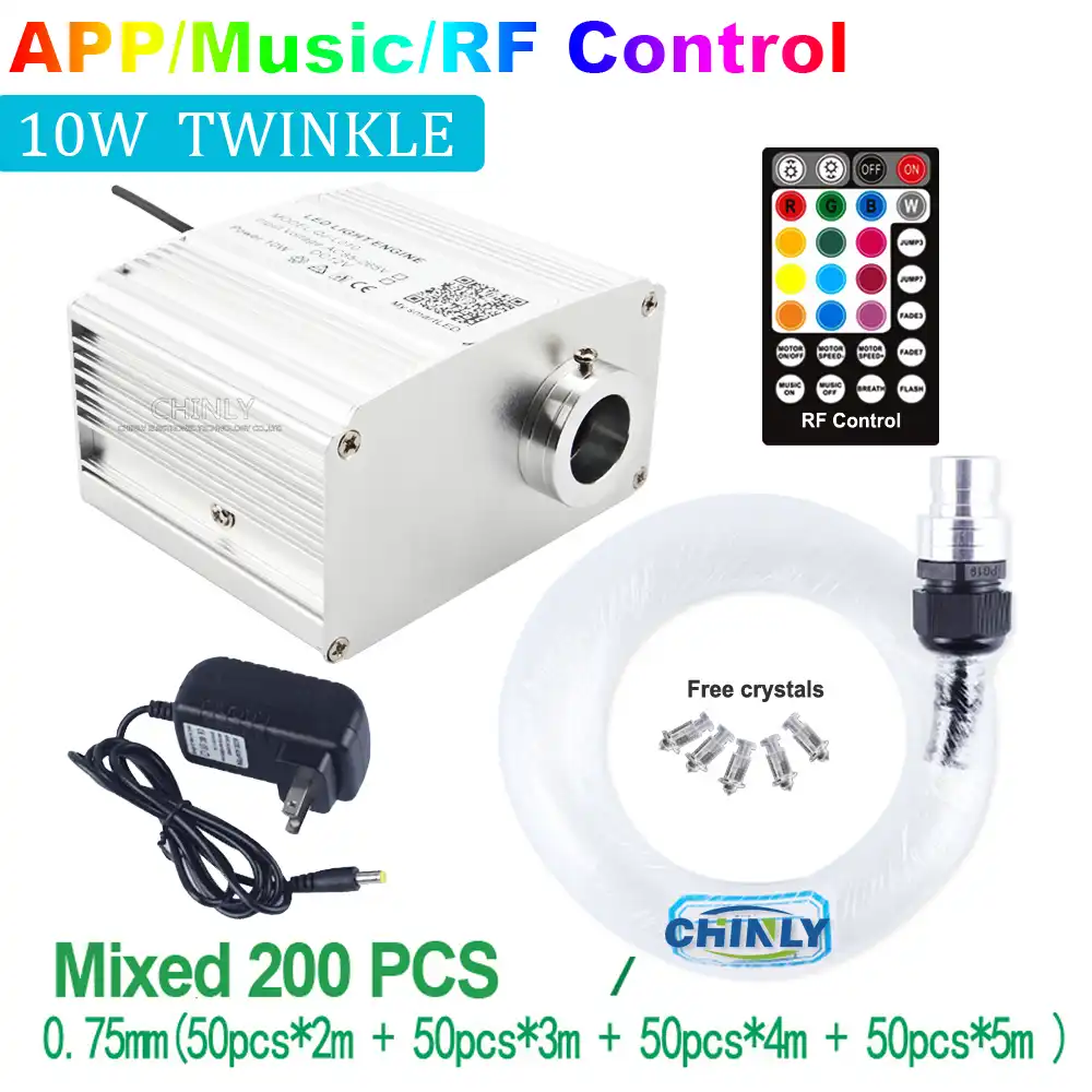 New Bluetooth App Fiber Optic Light Kits 10w Rgbw Twinkle Star