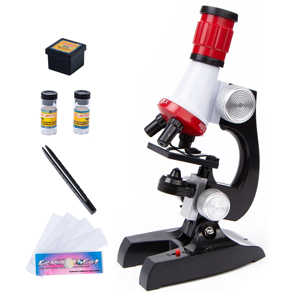 

1200X-400X-100X Microscope Kit Lab LED Home School Science Educational Kids Toy Gift Refined Biological Microscope For Children