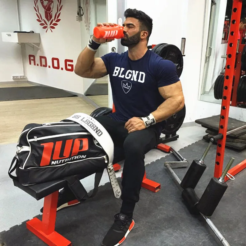 Muscle Kid Brother Fitness Short Sleeve T-shirt Men's Crew Neck Europe And America Sports Running Training Pure Cotton Shor