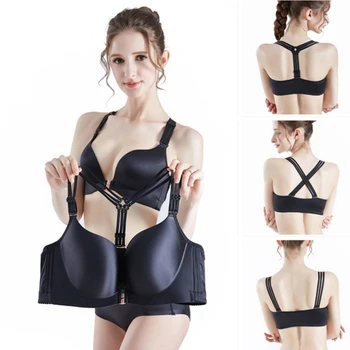 

Front buckle, back and large bra set Sexy Crossstrap Bra Suit with Closed Underwear lingerie femme big size bra set Three pairs