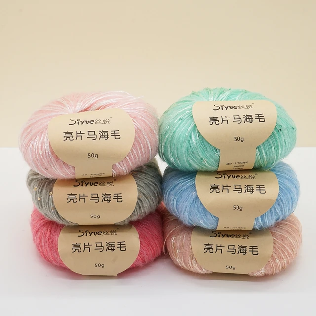 50g/Lot Sequined Mohair Yarn For Knitting And Crochet Scarf