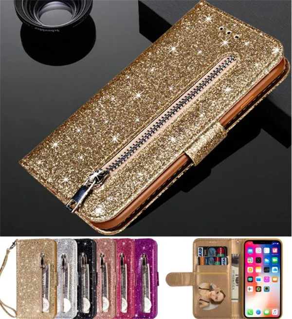 Шикарный кошелек с блестками чехол для Huawei Smart Y6 P Smart Plus mate 20 10 P20 P30 Pro Lite чехол на молнии кошелек Чехол Капа