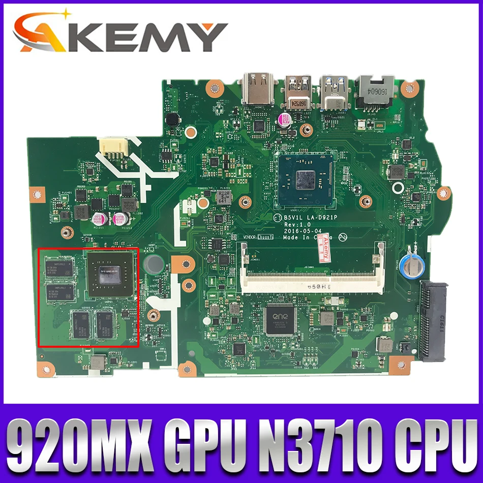 Новый NBGHC11001 NB.GHC11.001 B5V1L LA-D921P для ноутбука ACER aspire ES1-532 материнская плата 920MX GPU N3710 CPU |