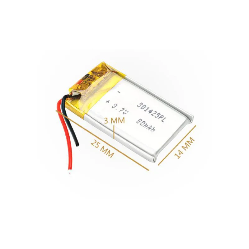 3 7 V 80mAh 301425 литий полимерный ионный аккумулятор для игрушек Bluetooth наушники Спикер