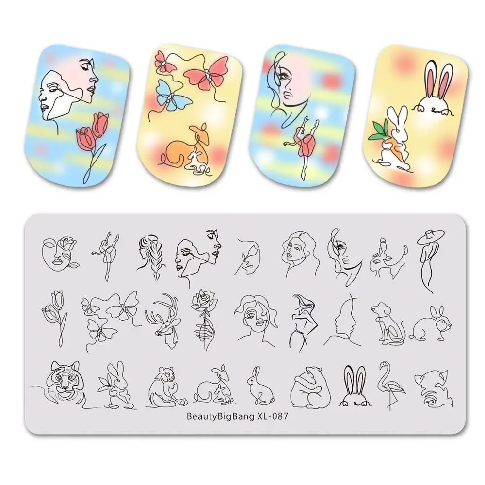 BEAUTYBIGBANG 6*12 см штамповки ногтей пластины шаблон для ногтей Цветочный рисунок животных штампы для ногтей искусство штамп изображения шаблон дизайна