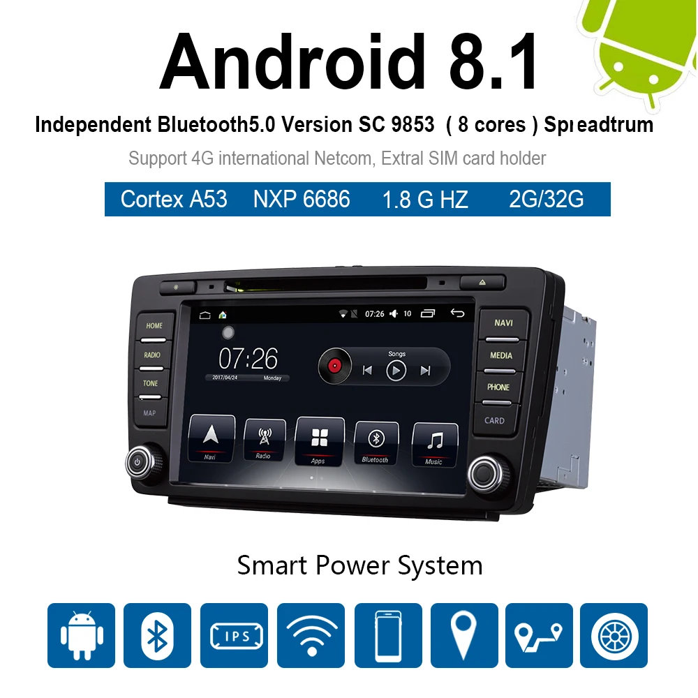 Автомобильный мультимедийный плеер 2 Din Android 8,1 автомобильный DVD для VW/Volkswagen Skoda Octavia Skoda Yeti " 4G/32G/64G сенсорный экран автомагнитолы