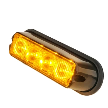 

4 LED Emergency Security Side Marker Grille Flash Strobe Light Amber- 1PC