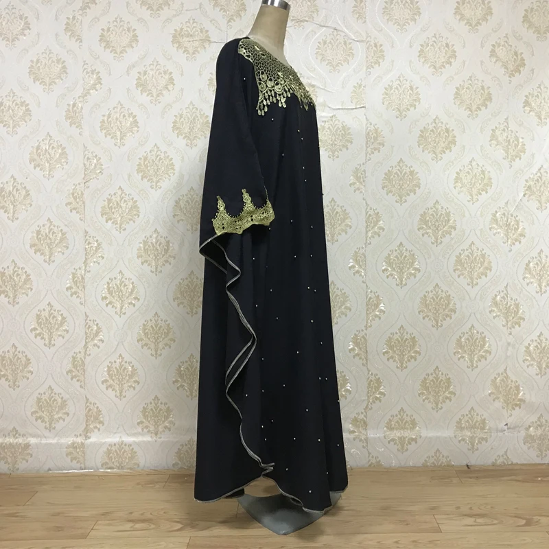 F836 AliExpress ebay мусульманский Хуэй вышитый бисером летучая мышь халат свободное Европейское и американское платье большого размера
