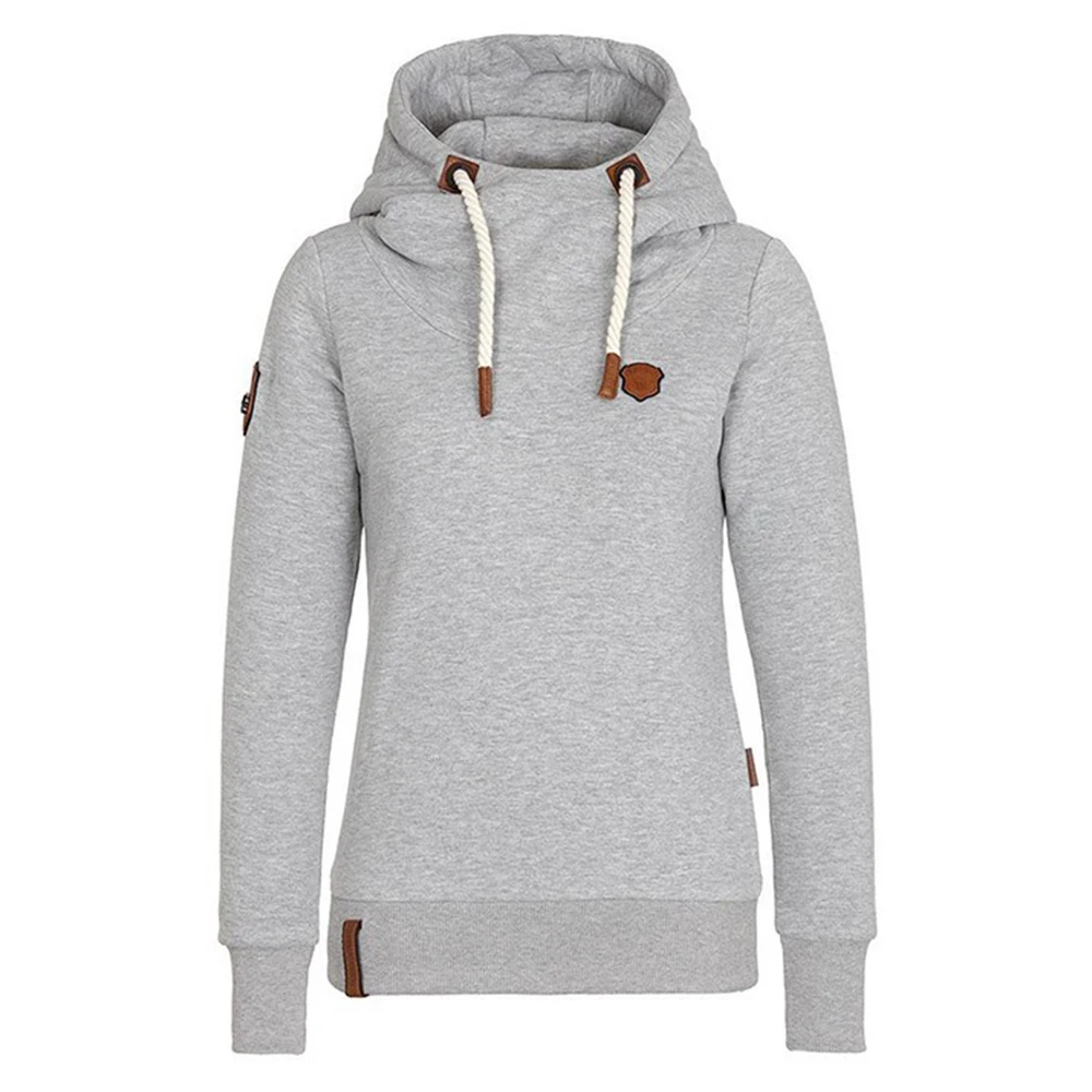 

Women's Winter Thickening Plus Velvet Hooded Sweater Stitched Warm Hooded Sweater Gray Long Sleeve Loose Sweater XXL