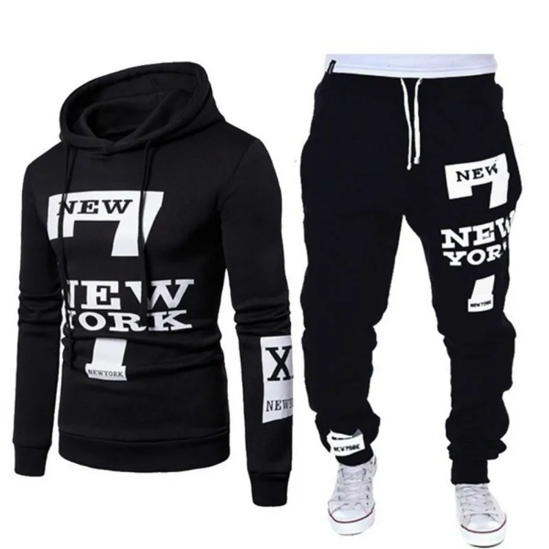 

Tracksuit men Casual sport Suit Autumn Hooded Sweatshirt Joggers two Pieces Set Letter Printed Zipper Sweatsuit sweatshirt pants