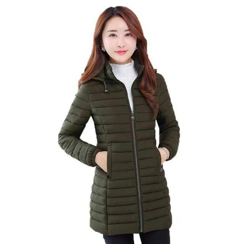 

Women Autumn Winter Jacket Parkas 2019 New Solid Hooded Medium Long Outerwear Slim Plus Size 6XL Female Down Cotton Jacket