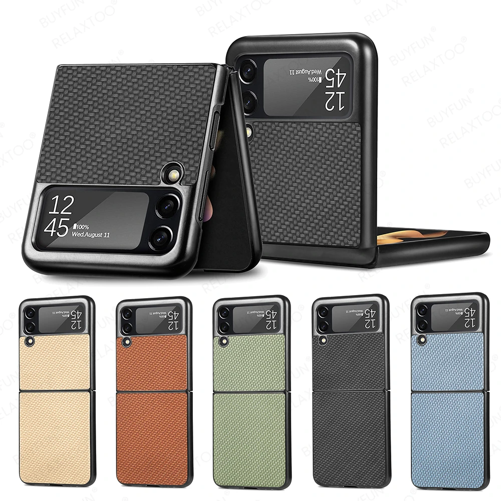 Luxury Carbon Fiber Slim Case Cover for Samsung Galaxy Z Flip 3 Flip3 5G Anti-knock Cell Phone Protective Coque ZFlip3 Z3 2021 z flip3 case