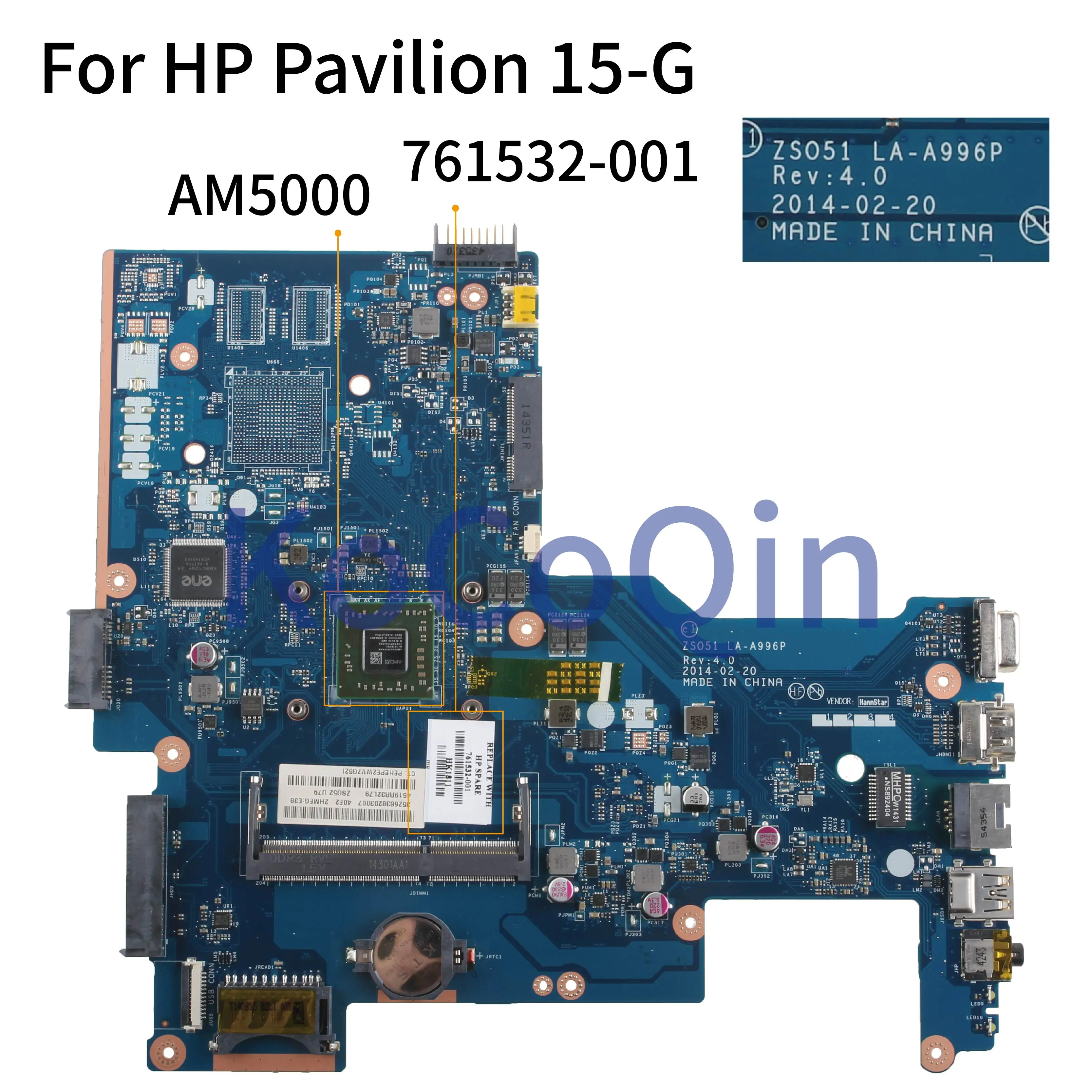 Материнская плата для ноутбука KoCoQin материнская HP Pavilion 15 G 255 G3 AM5000 761532 001 501 ZSO51 и