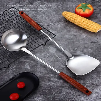 

Anti-scald Long Handle Cooking Cookware Stainless Steel Cooking Turner Shovel Spatula Kitchen Tool for Non-stick Pan Rice Spoon