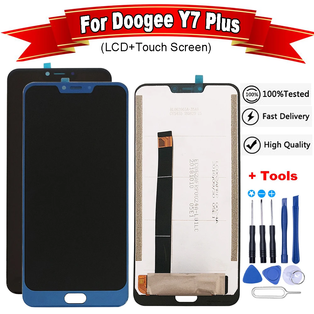 ЖК-экран для Doogee Y7 Plus дигитайзер полная сборка дисплей замена ремонт запасная