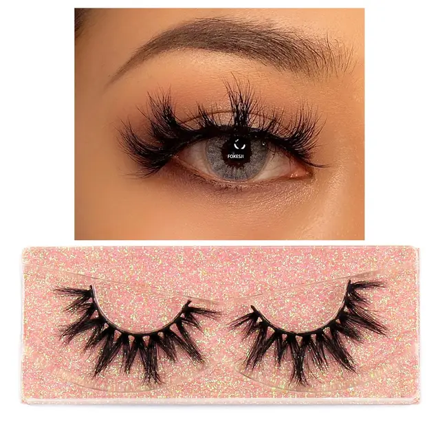 FOXESJI Makeup Eyelashes 3D Mink Lashes Fluffy Soft Wispy Natural Cross Eyelash Extension Reusable Lashes Mink False Eyelashes K03