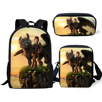 

HaoYun 3PCs/Set Children's Backpack How to Train Your Dragon Pattern Kids School Bags Cartoon Students Book-Bag Mochila Rucksack