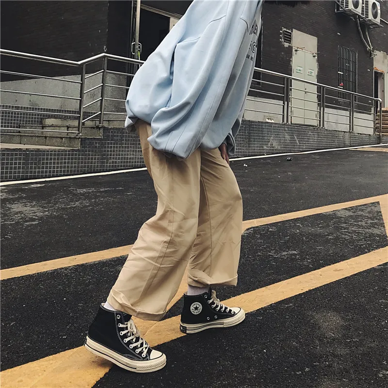 Harajuku новая демисезонная уличная одежда женские брюки женские мужские повседневные однотонные брюки с большим карманом Высокая талия свободные брюки mujer