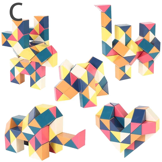 3D Magic Snake Ruler Decompression Toys Antistress Cube Twist Snake Transformable Educational Puzzle Toys For Kids Autism Ease 4