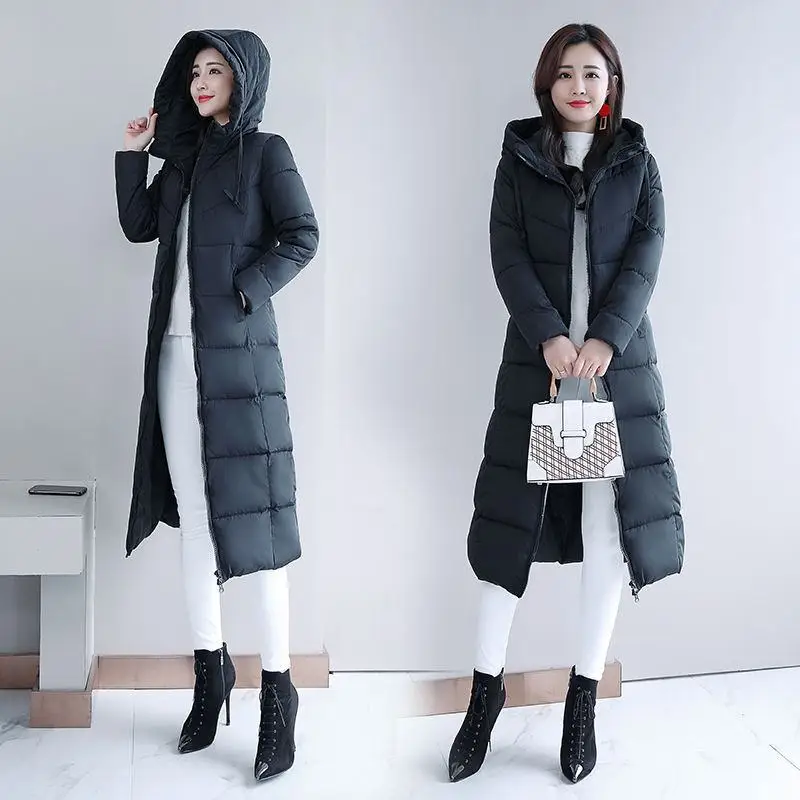 100 кг одежда новое зимнее женское стеганое длинное пальто размера плюс 6XL Женская пуховая куртка с капюшоном и хлопковой подкладкой парка верхняя одежда L02