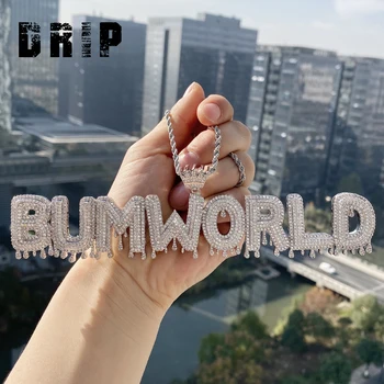 

DRIP Droping Crown big size custom letter costom name personalized word iced out A-Z letter chain necklace Fashion Jewelry