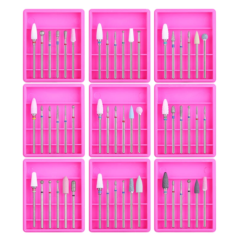 

6 Pcs/Box Electric Nail Drill Bits Nail File Machine Multi Size Electric Sander Nail Art Tools Nail Replacement Tool