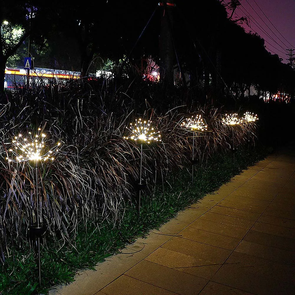 2шт 120LED Солнечный фейерверк свет атмосферостойкий декоративный для сада газон поле L9#2