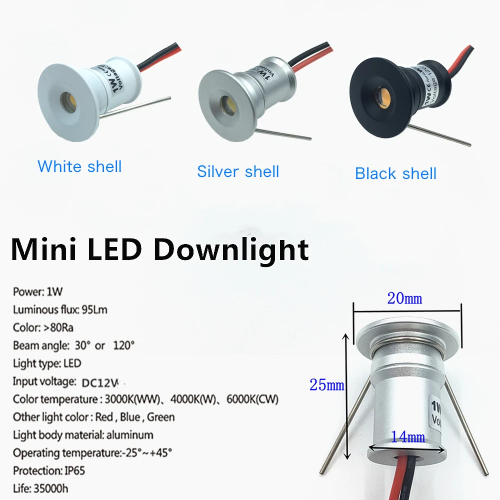 10pcs Small Recessed LED 1W Downlight 12V Foco Spotlight Home Ceiling Stairs Walkways Cabinet Decor Spot Bulb Light with Driver 3