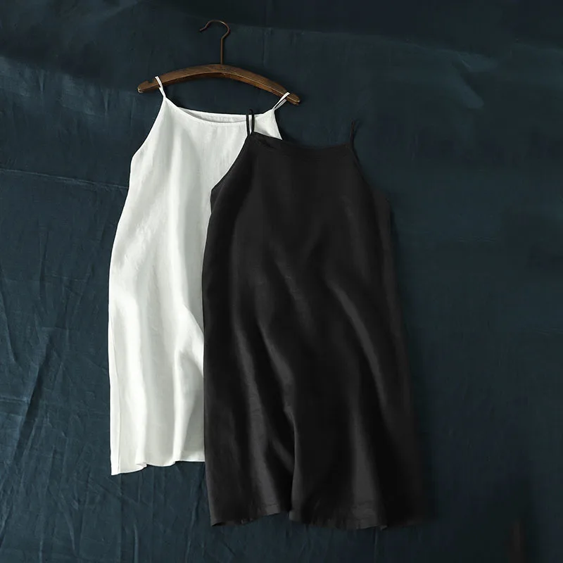 

969 Frivolous Fine Linen Concise Light Camisole Skirt Pure Flax Rendering Dress 2019 Summer J190729002