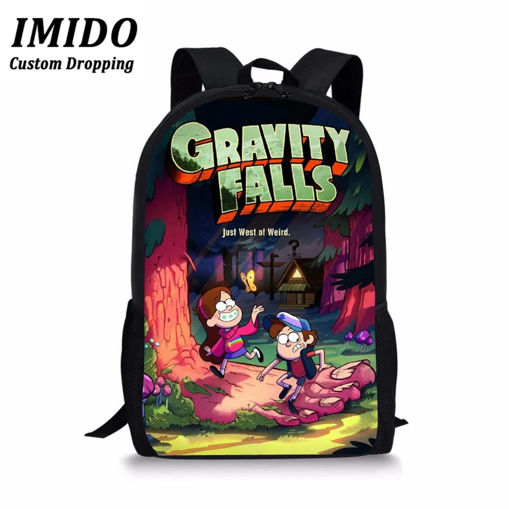 IMIDO Gravity falks Back pack для подростков, Детские рюкзаки с популярными рисунками, детские школьные сумки для мальчиков и девочек на заказ, Mochila Mujer - Цвет: WLL4666