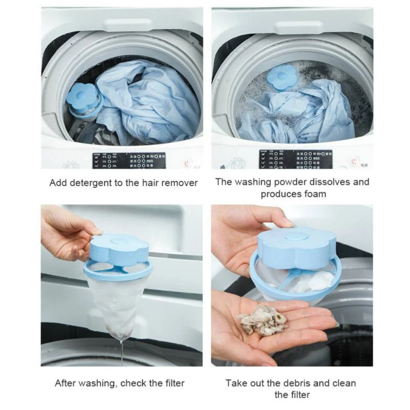 ❤SU/&YU❤Washing Machine Lint Filter Bag Laundry Mesh Hair Catcher Floating Ball Pouch