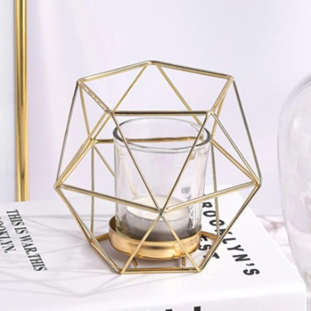 10pcs 3D Geometric Candle Holder,Metal Nordic Style Candlestick,Centerpieces for Wedding, Home Decor, Ceremony and Anniversary