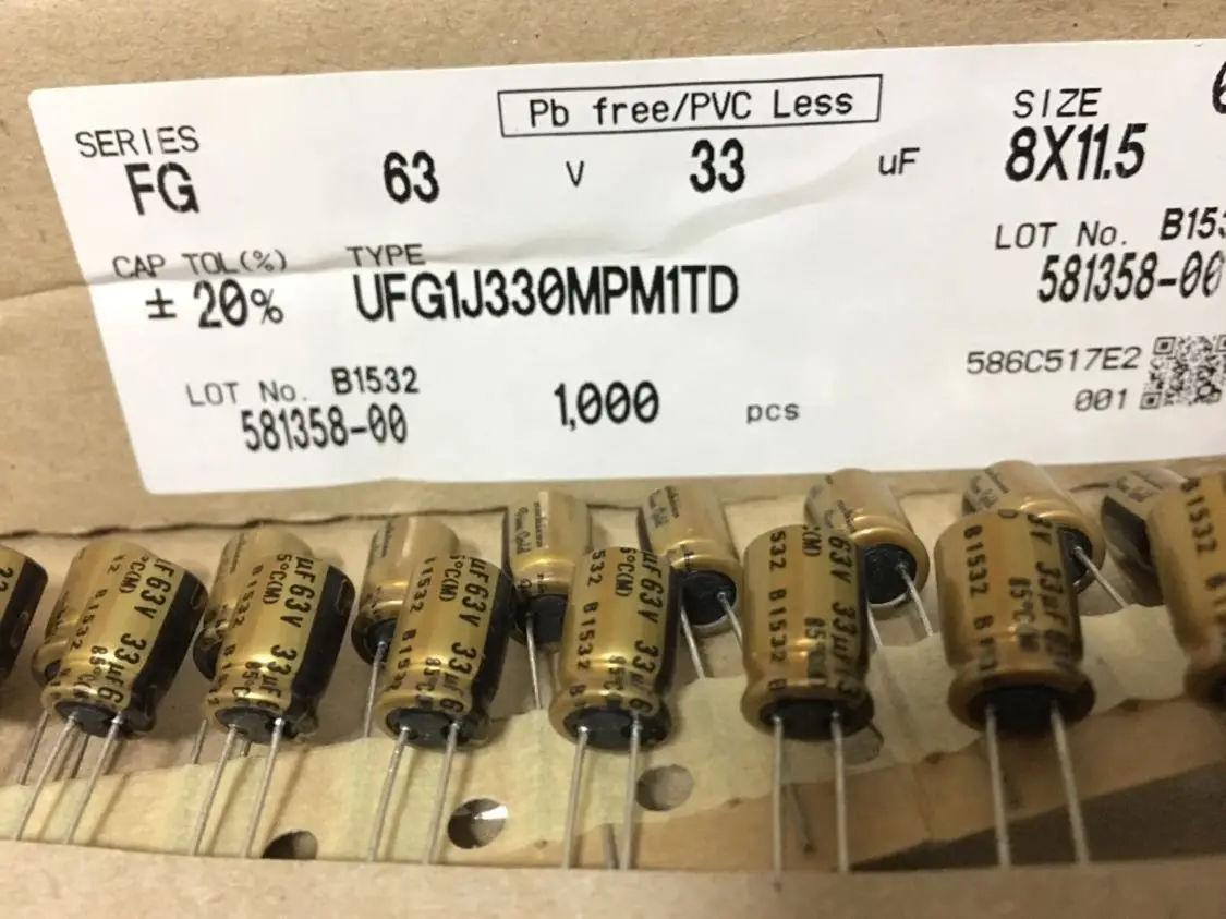 Condensatori Audio 1000uF 35V 2 Condensatori Elettrolitici Radiali Nichicon Gold FW, 1000uF 35V, Per Audio Di Alta Qualità 1000uf 35v Audio