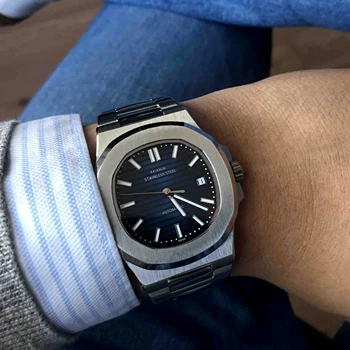 

Hot Sell Business Casual Men Auto Mechanical Watch Rubber Strap Black Dial Calendar Date Fashion Minimalist Design Wrist Watches