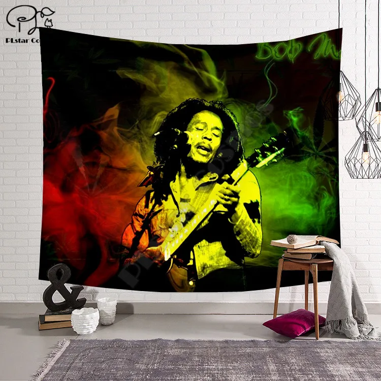 

Reggae Bob Marley Funny cartoon Blanket Tapestry 3D Printed Tapestrying Rectangular Home Decor Wall Hanging style-3