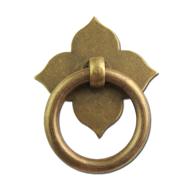 

Antique Furniture single hole Handles Hardware Bronze Drawer Cabinet Desk Door knobs Brass pull rings for Wooden box accessories