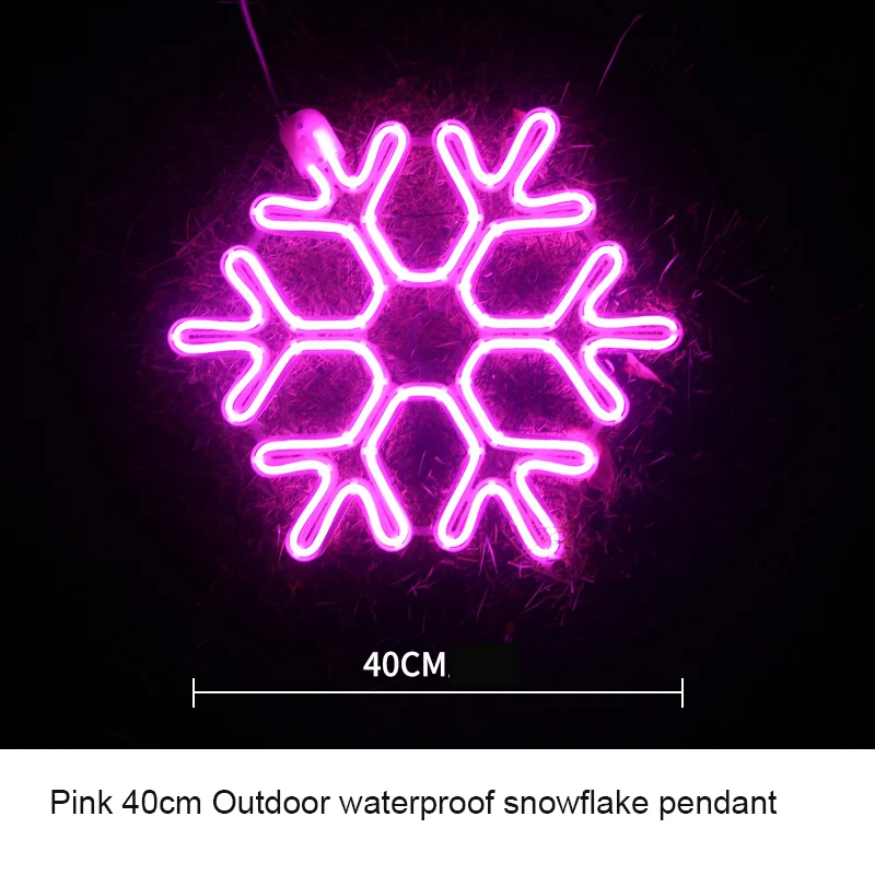 snow 40cm pink Рождественский орнамент светодиодная вспышка светильник имитация Снежинка звезда светильник s струна наружное дерево Рождественское украшение подвеска вечерние Декор - Цвет: snow 40cm pink