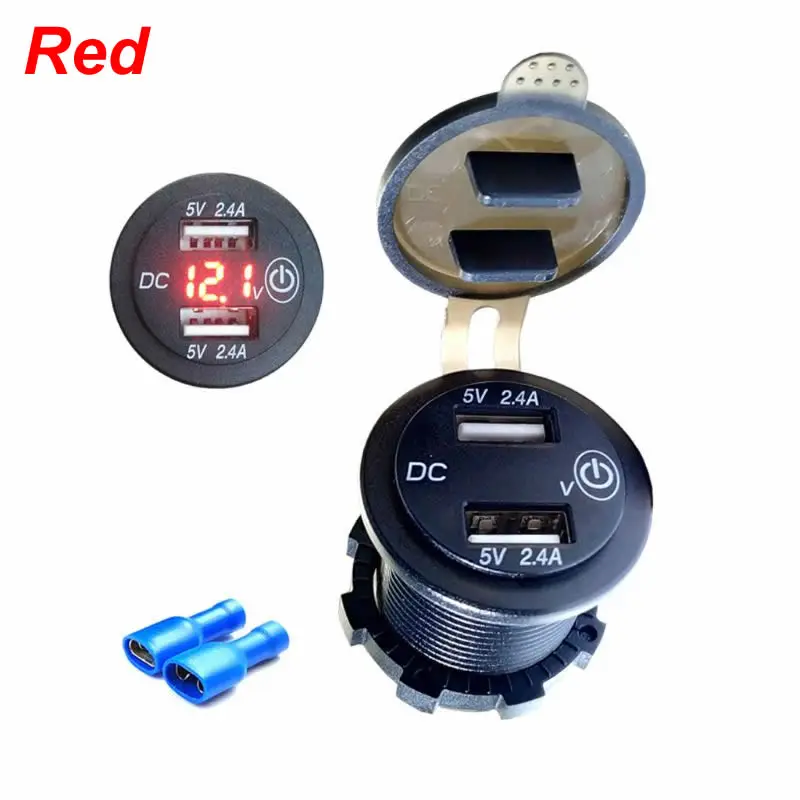Red Автомобиль 2.4A USB зарядное устройство вольтметр сенсорный переключатель для лодки морской внедорожник Грузовик Мотоцикл - Цвет: Red