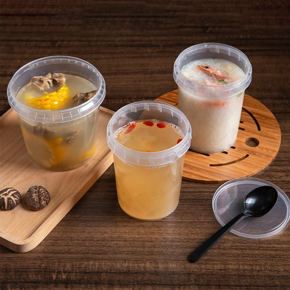 

Kitchen storage box packing soup cup PP material 10pcs convenient household microwaveable soup bucket commercial multifunctional