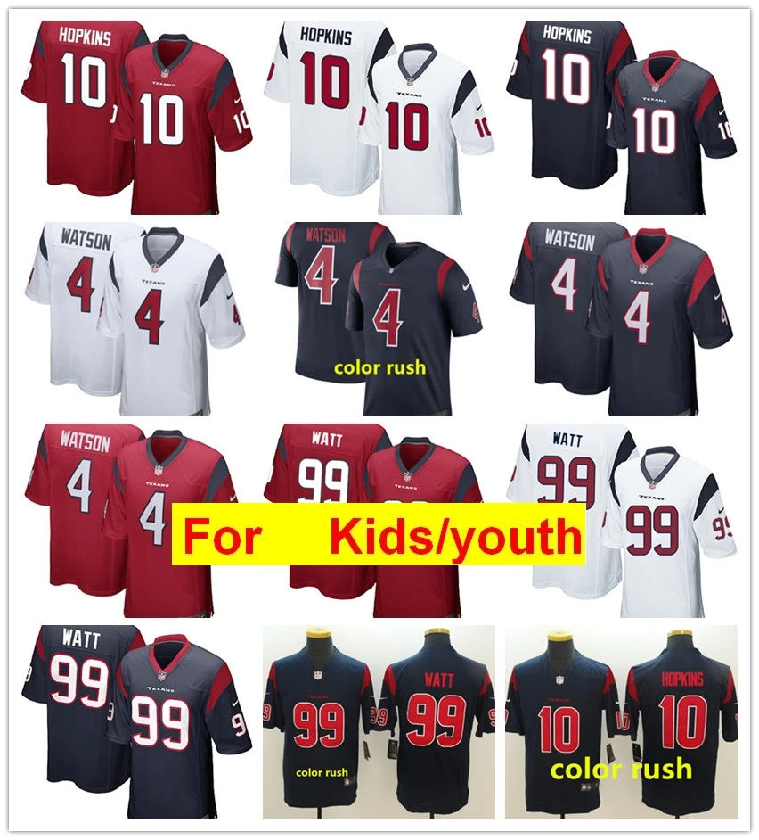 Youth Houston JJ Watt Deshaun Watson DeAndre Hopkins Молодежные детские игровые цветные спортивные футболки