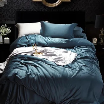 

60 Tencel Solid Color Simple Four-piece Set Spring and Summer Days Plain Color Silky Bare Sleeping Lyocell Double-Sided Tencel 1