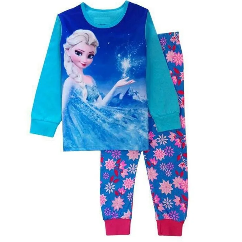 Minnie Mickey Cartoon Pajamas For Baby Girls Cute Elsa Anna T shirt+ Pant 2PCS Pajama Sets Casual Kids Girl Sleepwear Outfits