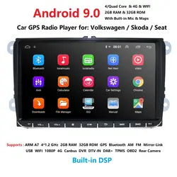 Hizpo Автомобильный мультимедийный плеер Android 8,1 gps 2 Din ForVW/Golf/Tiguan/Skoda/Fabia/Rapid/Seat/Leon/Skoda navi automotivo fm RDS SWC
